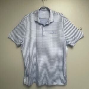 Johnnie-O Oldie Hickory Men's Polo Golf Shirt Blue Purple Striped - Size XXL